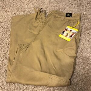 NWT 151 One Five One Khaki Cargo Pants Sz Medium Tie Ankles 100% Lyocell